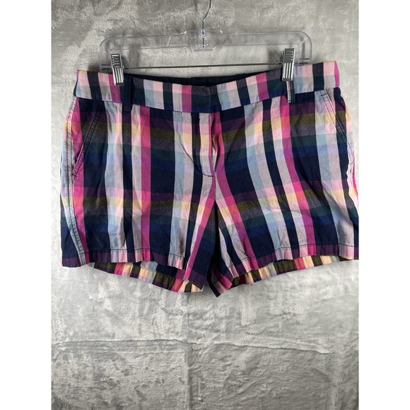 J Crew Vibrant Plaid Women's 5" Shorts Size 10 Reimagined Summer '22 EUC Cotton - Picture 1 of 11